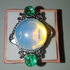 925 Silver opalite gemstone ring new
